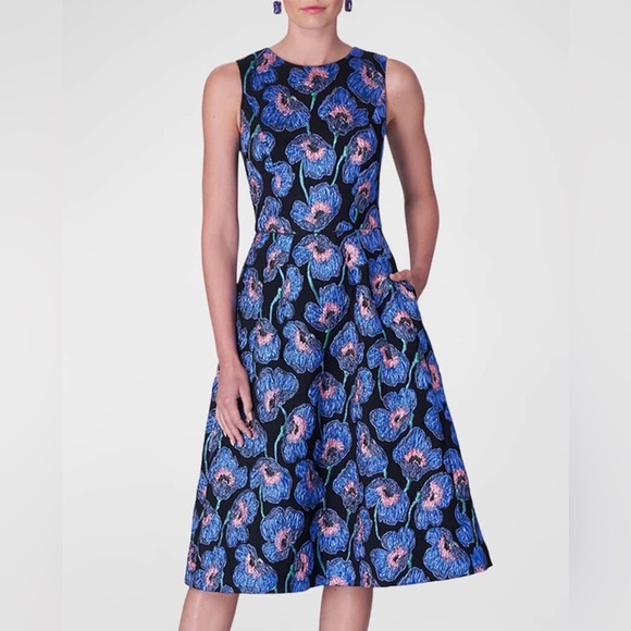 CAROLINA HERRERA 
Floral-Print Midi Dress - Blue - Picture 3 of 3